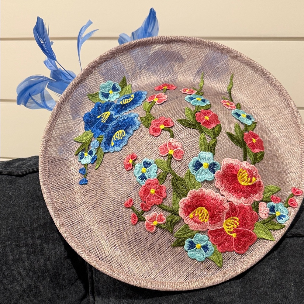 Chic Tan and Blue Faux Floral Accent